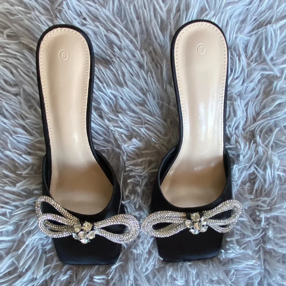 NWOT Black Rhinestone Heels - Picture 3 of 9
